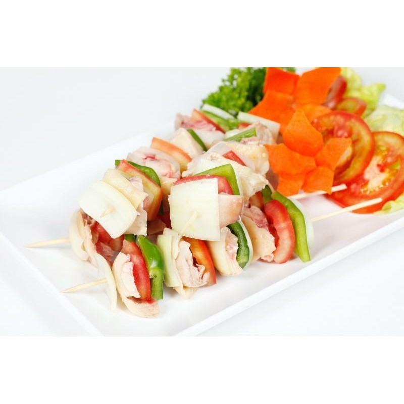 Brochette de pangasius mariné