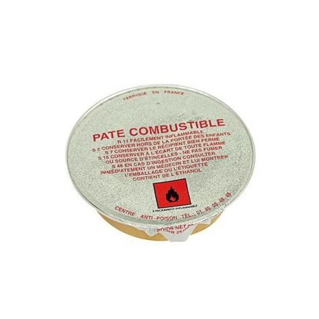 Pate combustible pour réchaud à fondue