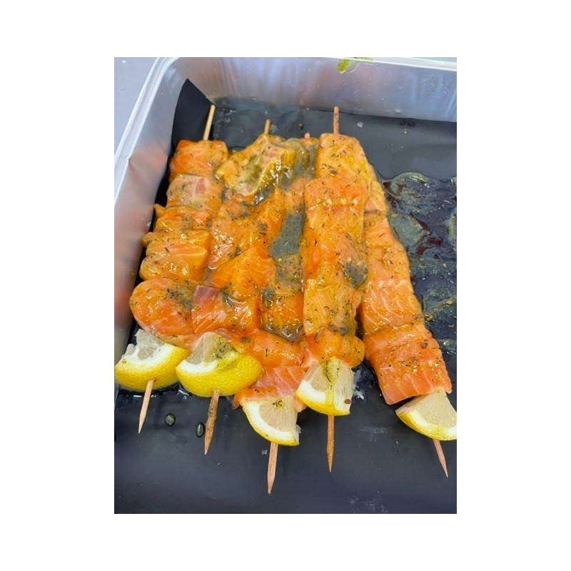 Brochette de saumon mariné